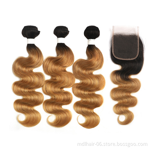 1b/27 Ombre Bundles Full Cuticle Body Wave 1 Piece Brazilian Human Hair Weave Bundles 100% Virgin Human Hair Extensions